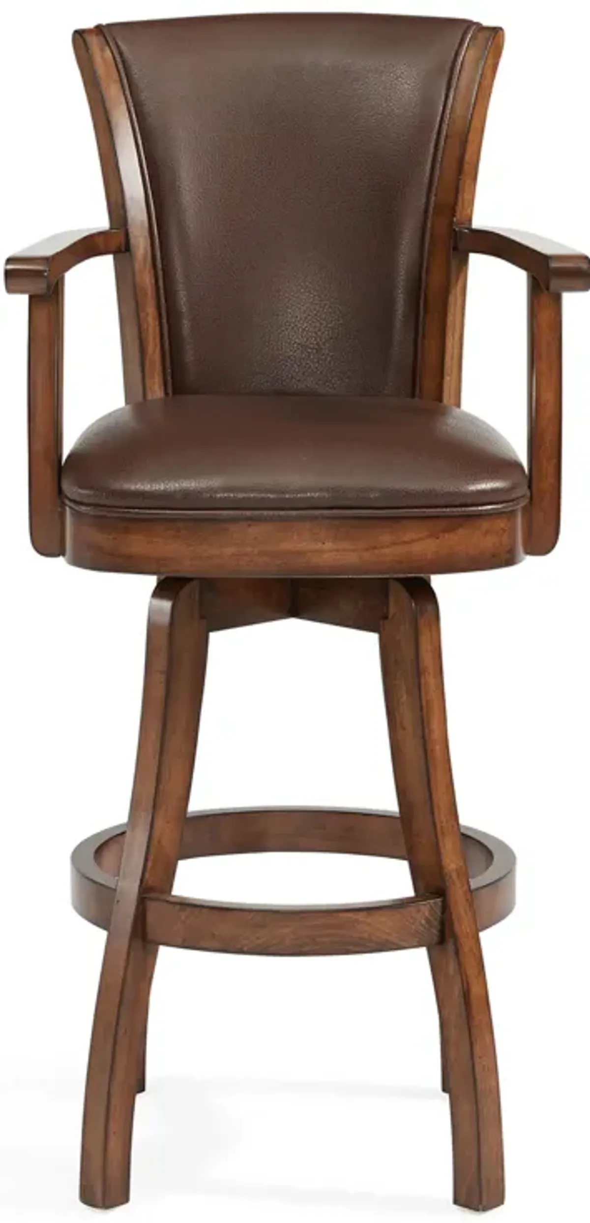 Raleigh 26" Counter Height Swivel Kahlua Faux Leather and Chestnut Wood Arm Bar Stool