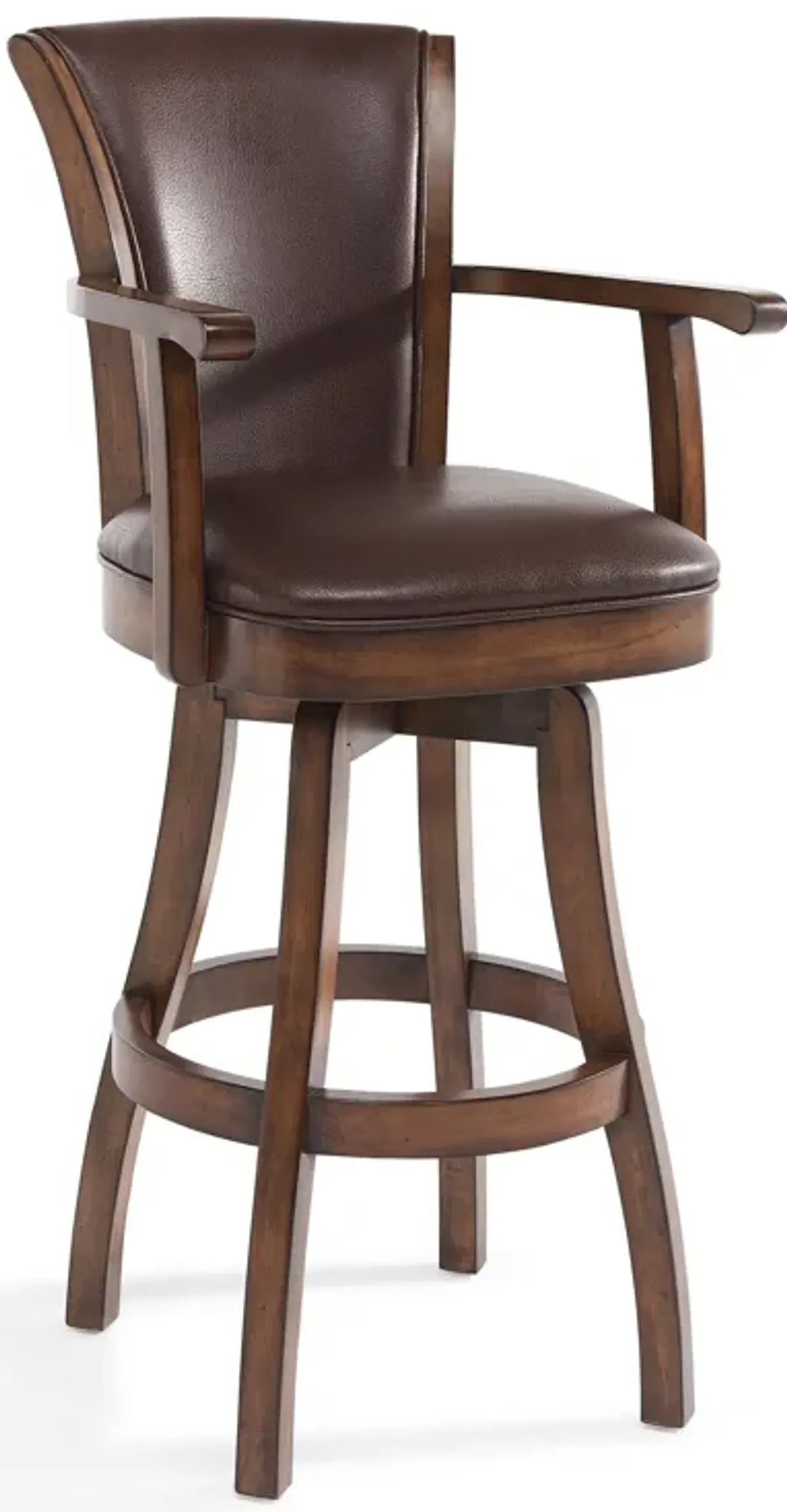 Raleigh 26" Counter Height Swivel Kahlua Faux Leather and Chestnut Wood Arm Bar Stool