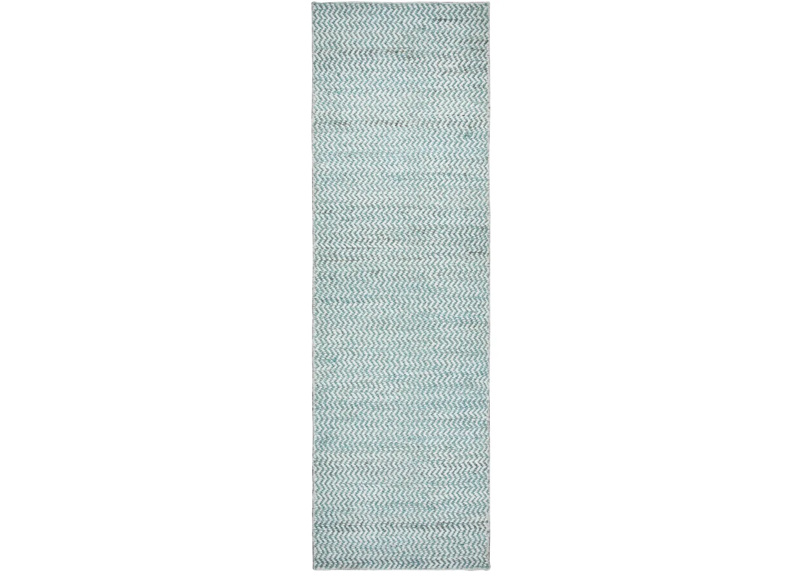 Ellington Turquoise chevron  Jute / Wool  2'6" x 8' Runner Rug