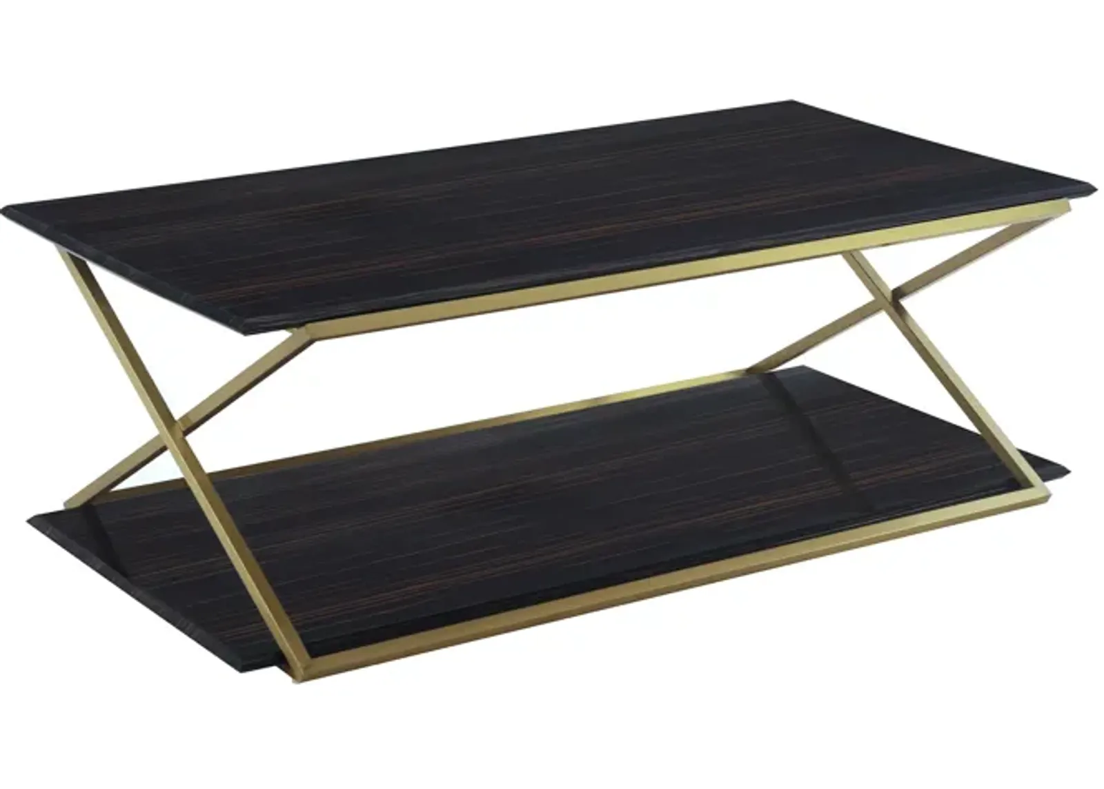 Westlake Dark Brown Veneer Coffee Table with Brushed Gold Legs