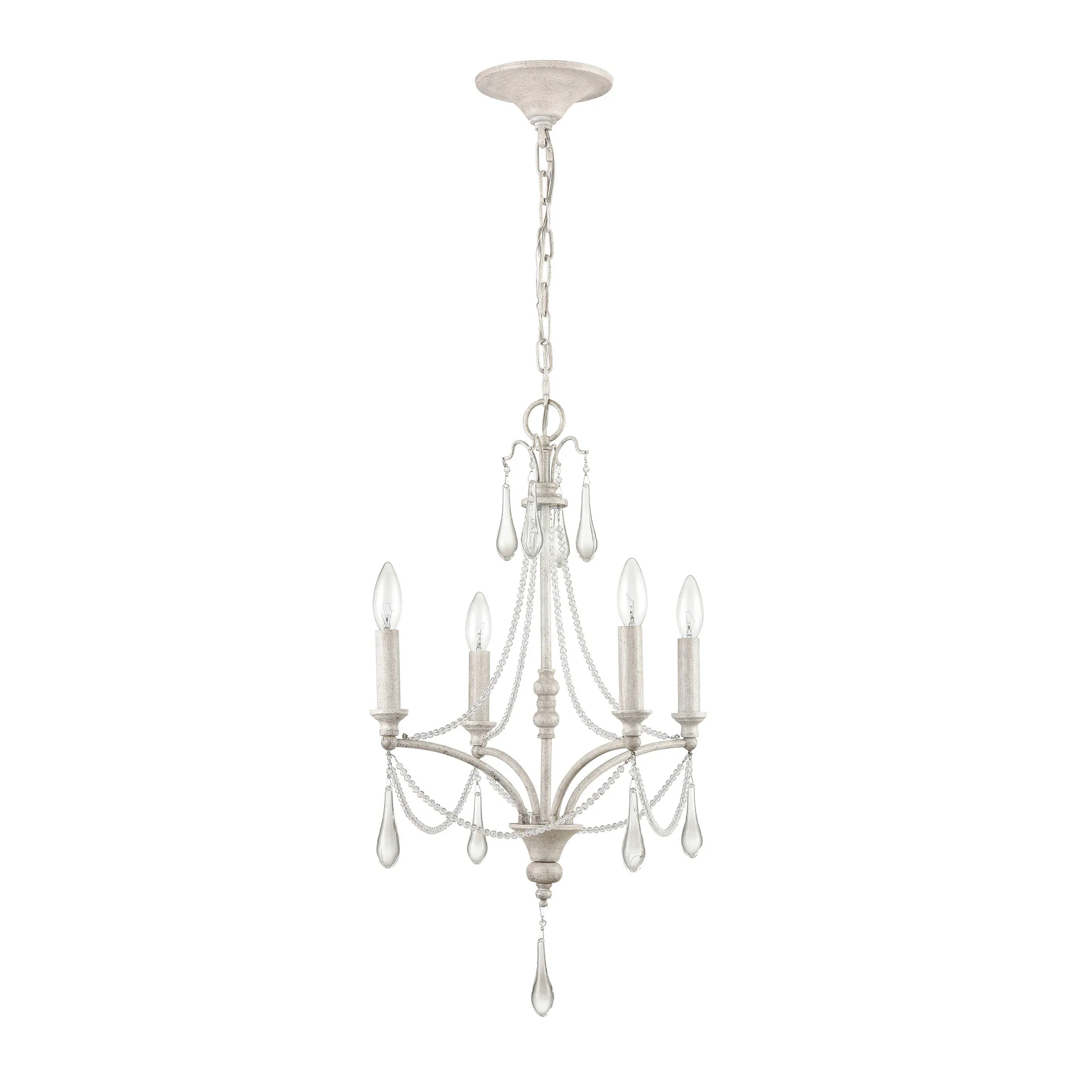 French Parlor 16" Wide 4-Light Chandelier - Vintage White