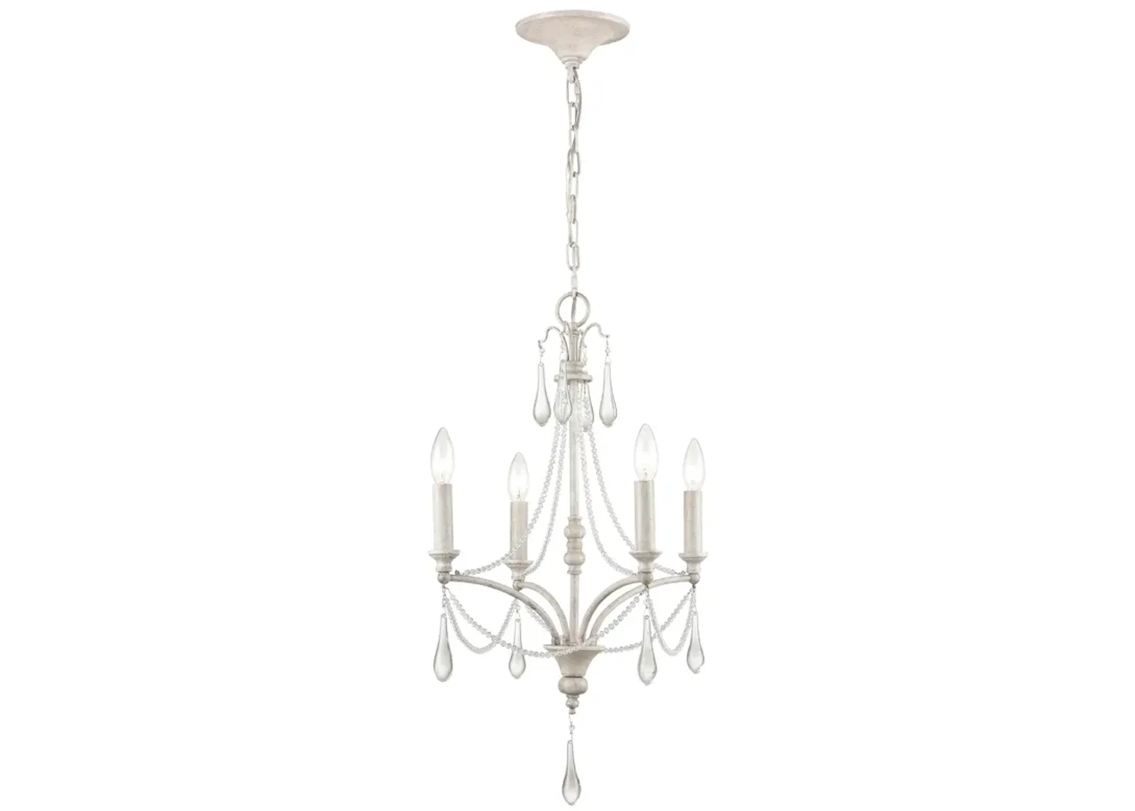 French Parlor 16" Wide 4-Light Chandelier - Vintage White