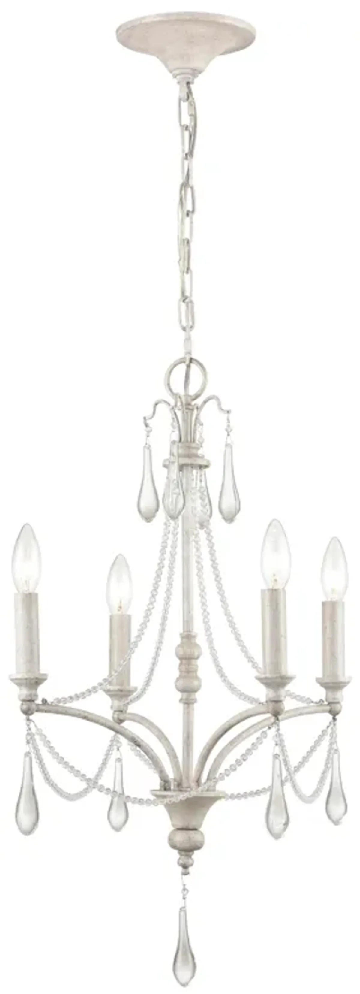 French Parlor 16" Wide 4-Light Chandelier - Vintage White