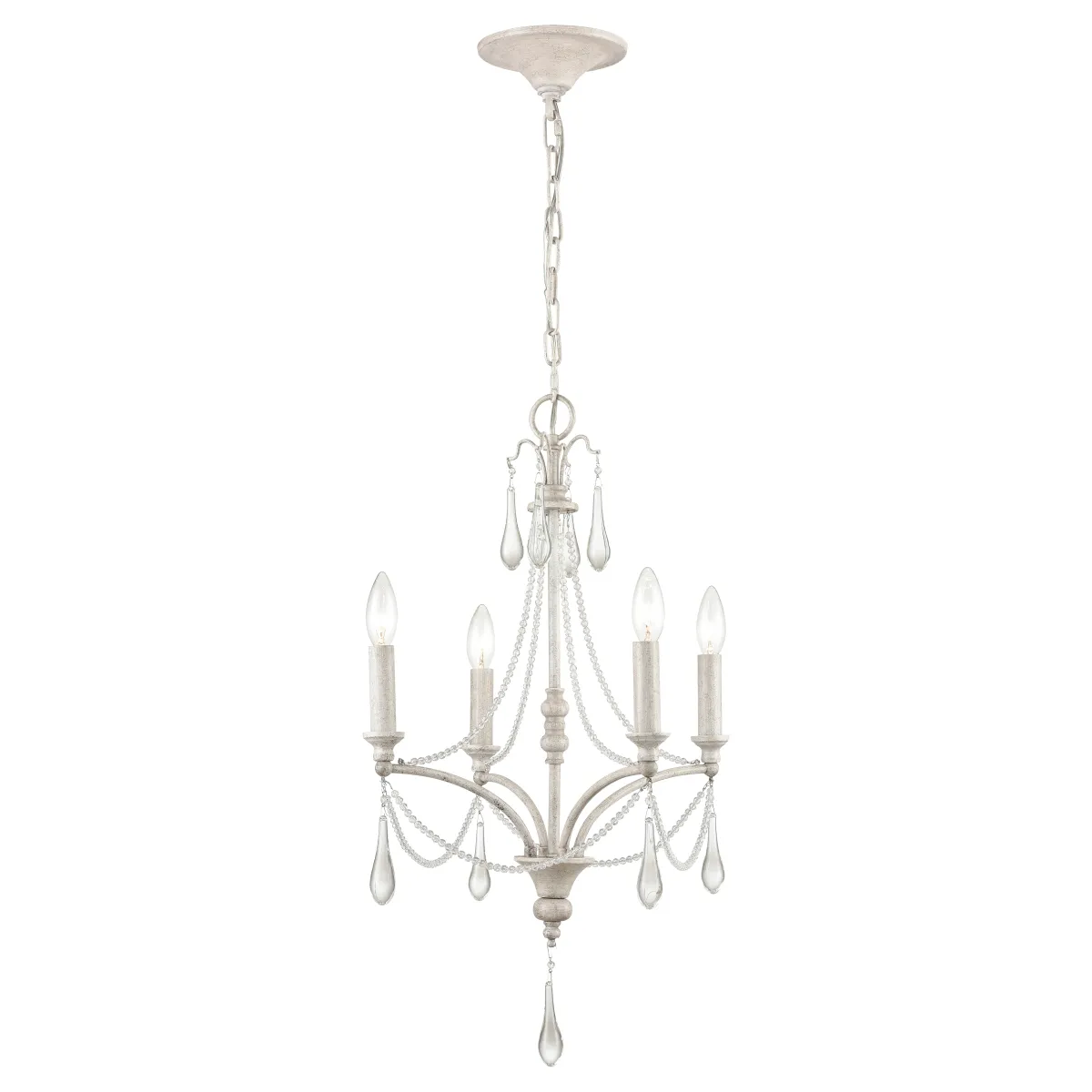 French Parlor 16" Wide 4-Light Chandelier - Vintage White