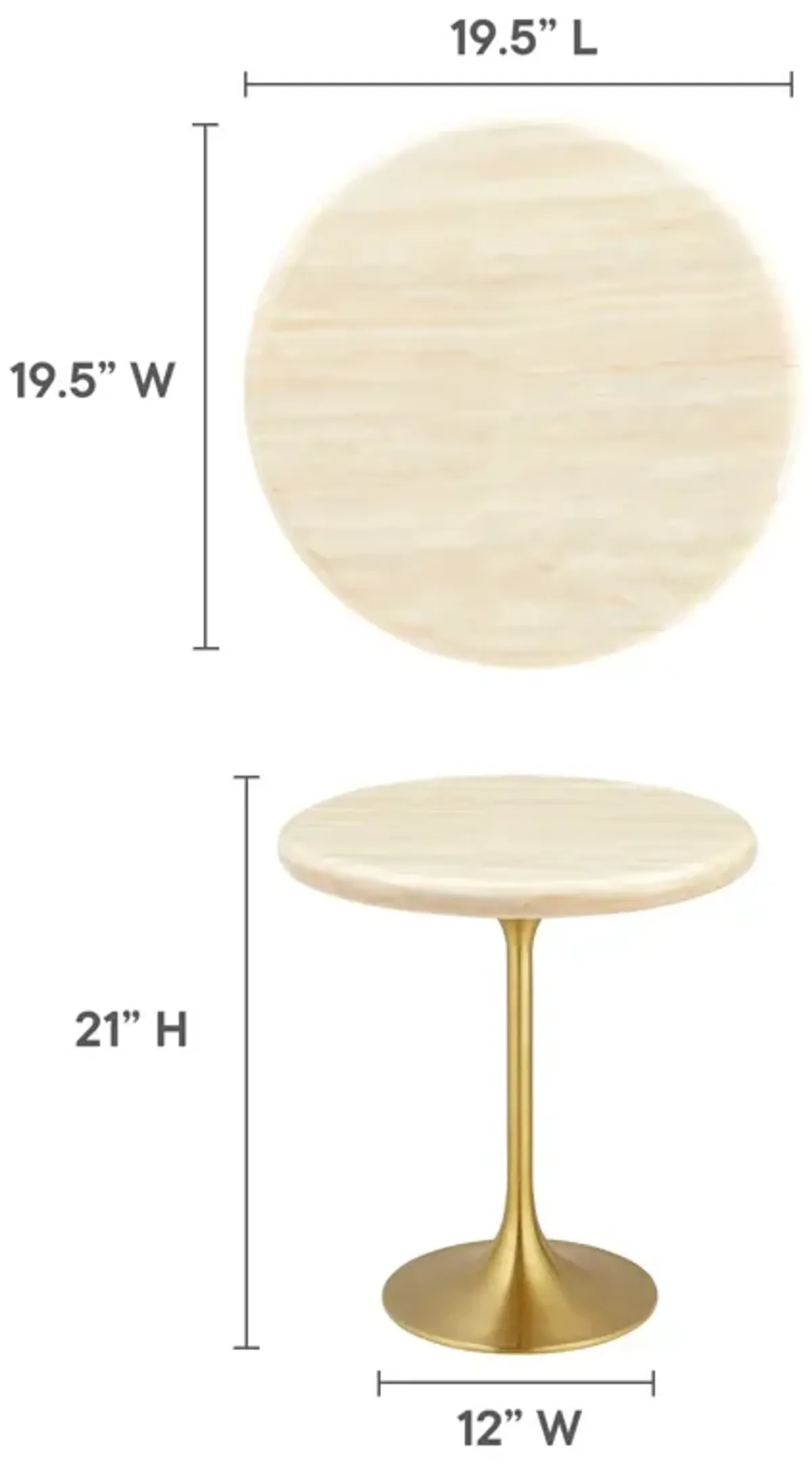 Lippa 20" Round Artificial Travertine  Side Table