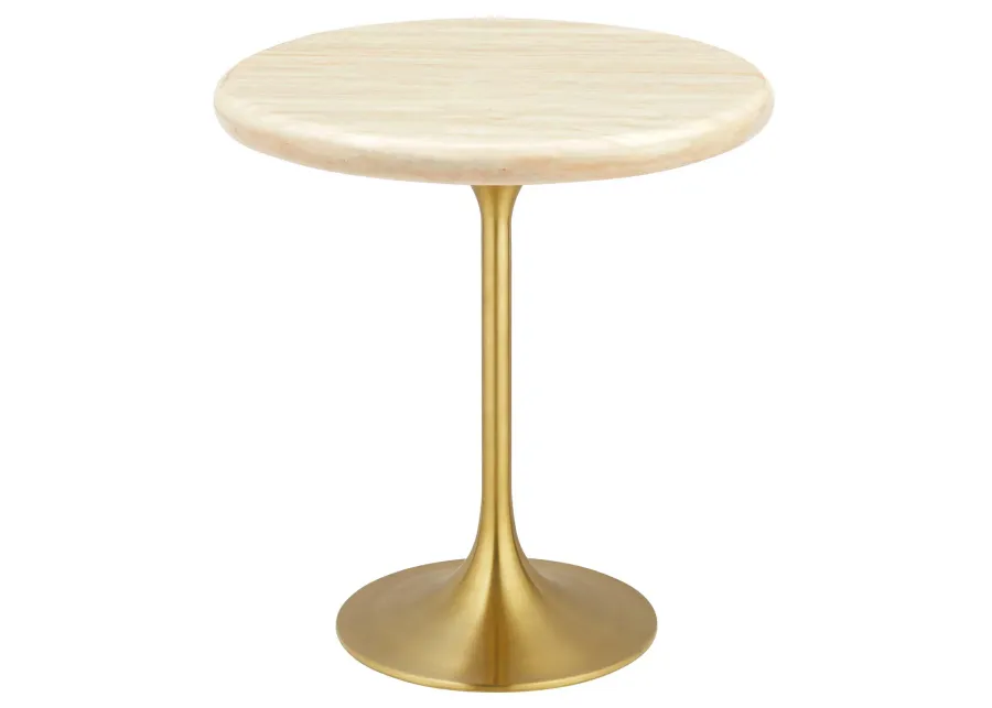 Lippa 20" Round Artificial Travertine  Side Table