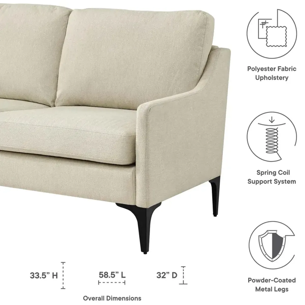 Corland Upholstered Fabric Loveseat