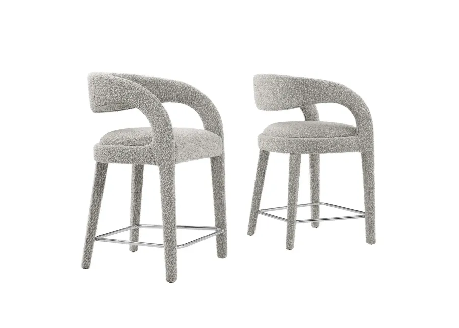 Pinnacle Boucle Upholstered Counter Stool Set of Two