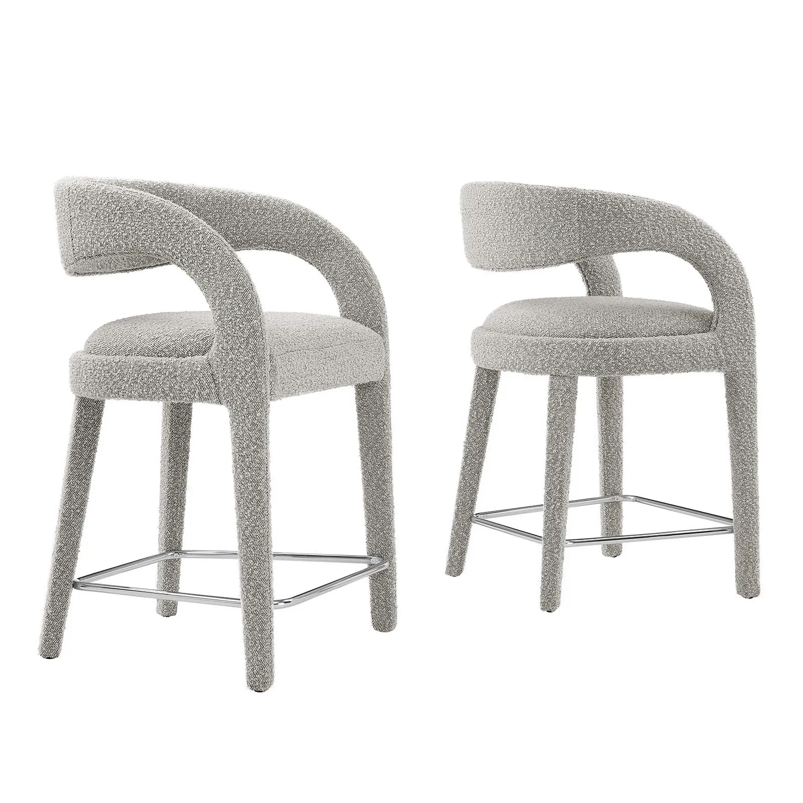 Pinnacle Boucle Upholstered Counter Stool Set of Two