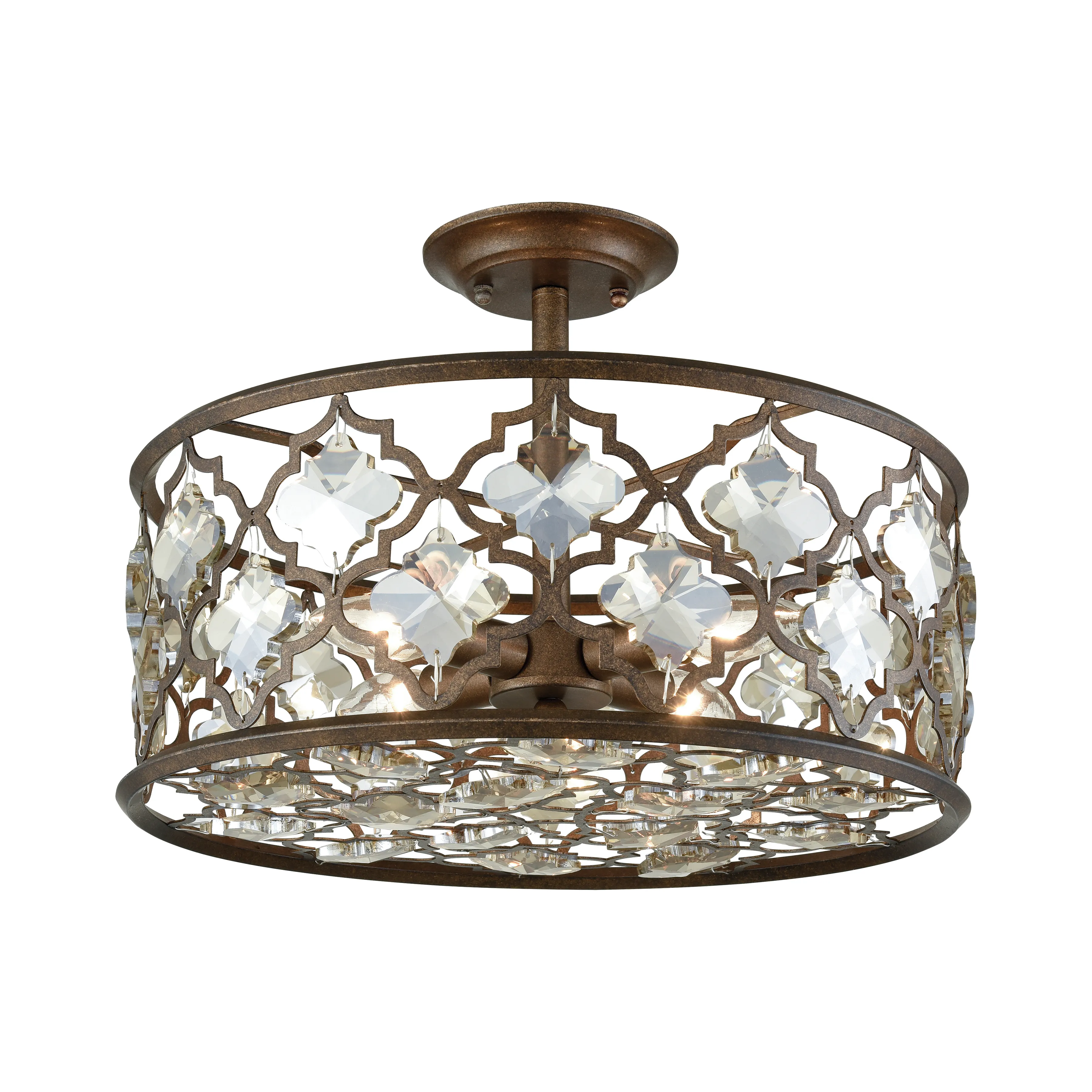 Armand 17" Wide 4-Light Semi Flush Mount - Weathered Bronze