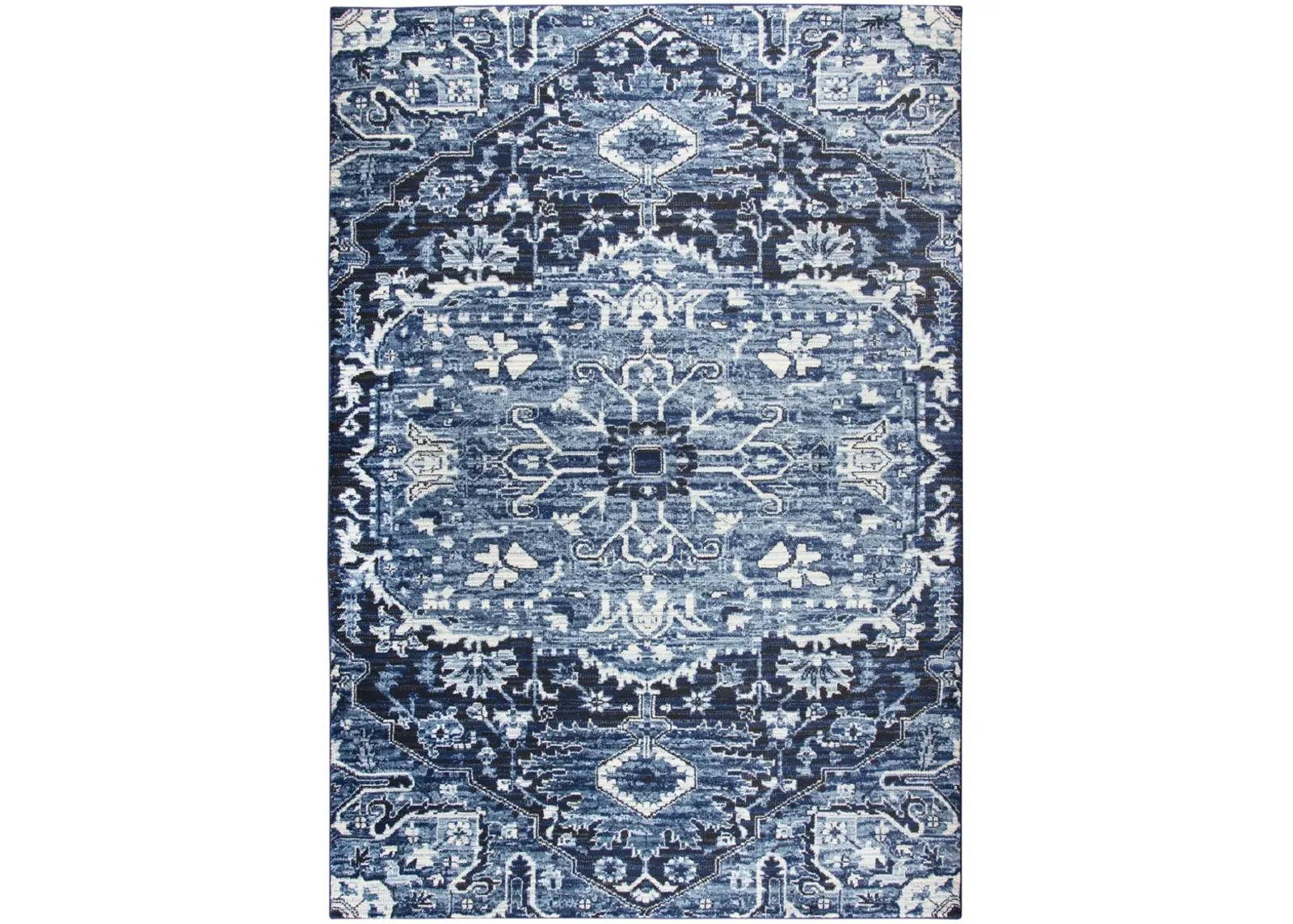 Panache Blue/Ivory Central Medallion Polypropylene 5'3" x 7'6" Rectangle Rug