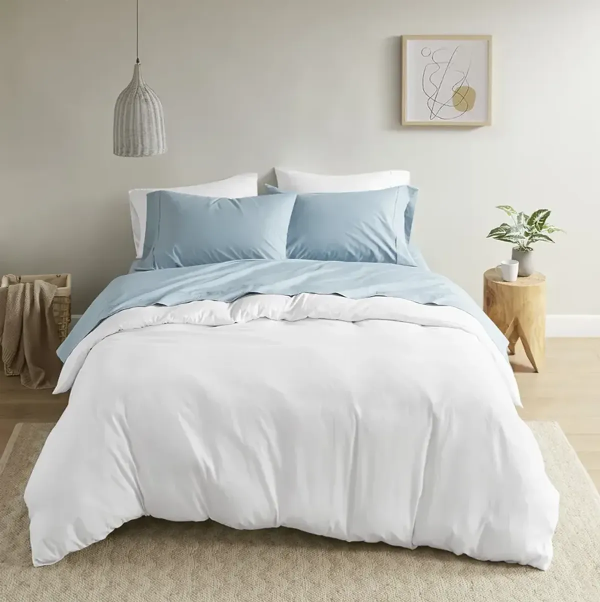 Madison Park Peached Percale Teal 200 Thread Count Relaxed Cotton Percale Sheet Set