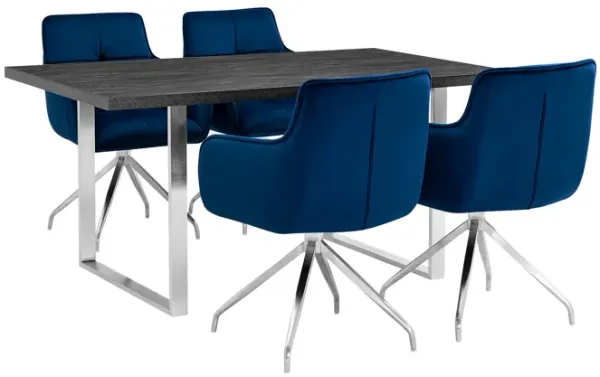 Fenton and Blue Noah 5 Piece Modern Rectangular Dining Set