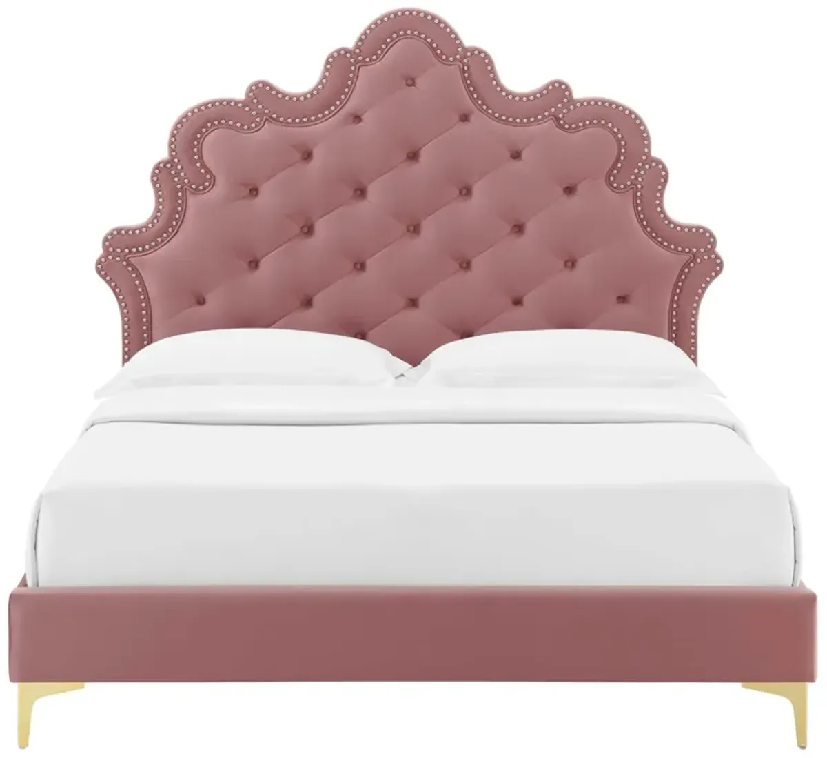 Sasha Button-Tufted Performance Velvet King Bed