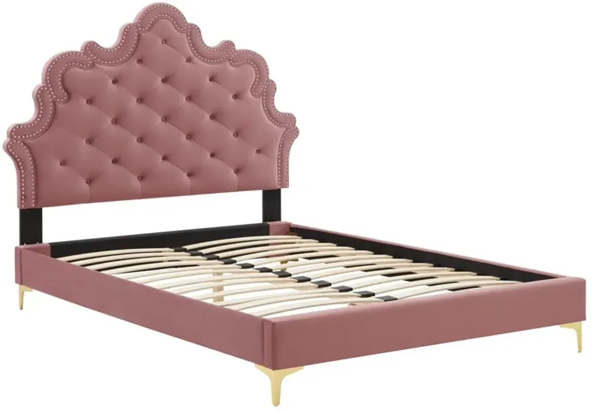 Sasha Button-Tufted Performance Velvet King Bed