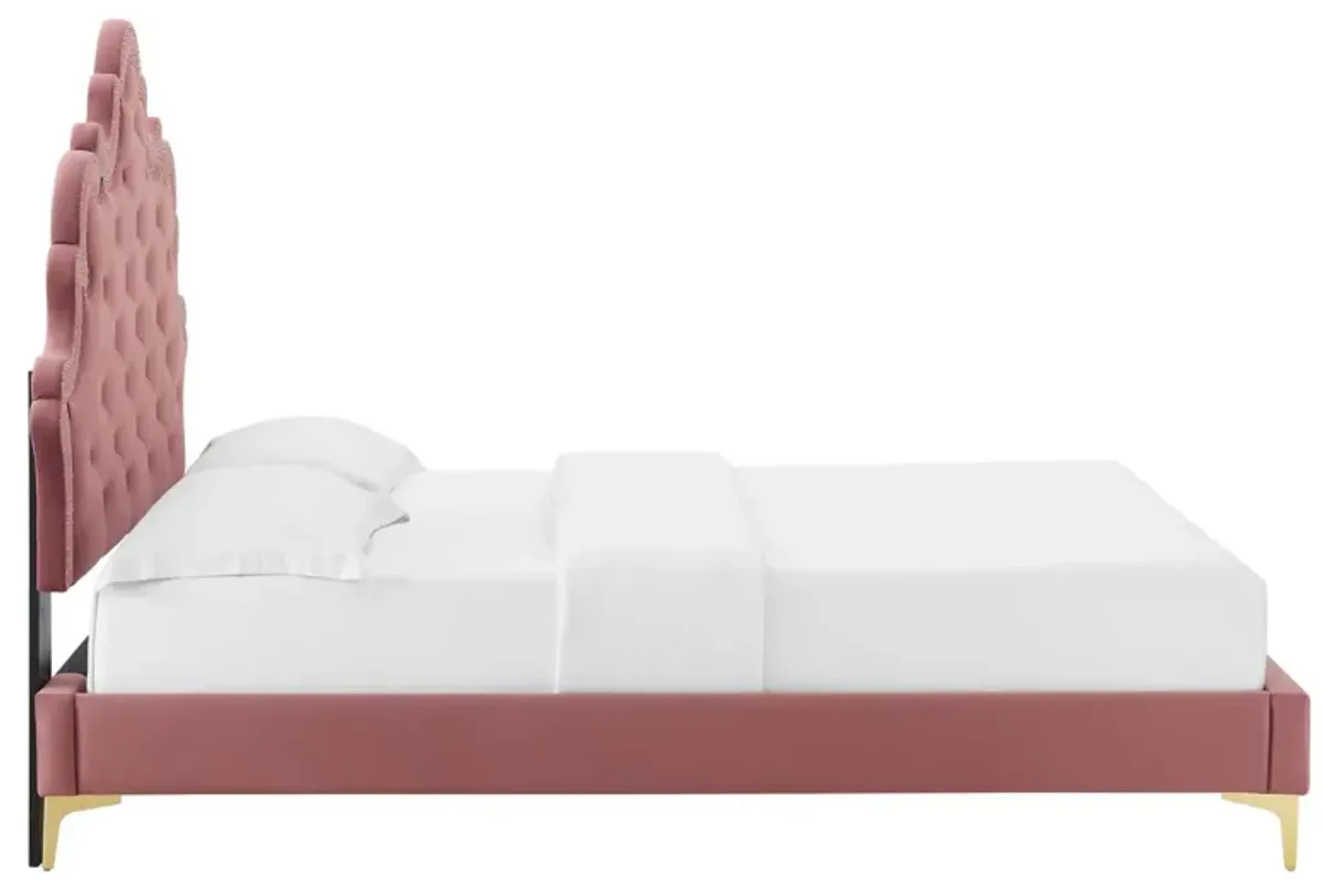 Sasha Button-Tufted Performance Velvet King Bed