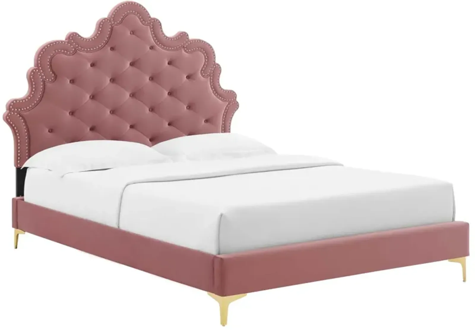 Sasha Button-Tufted Performance Velvet King Bed