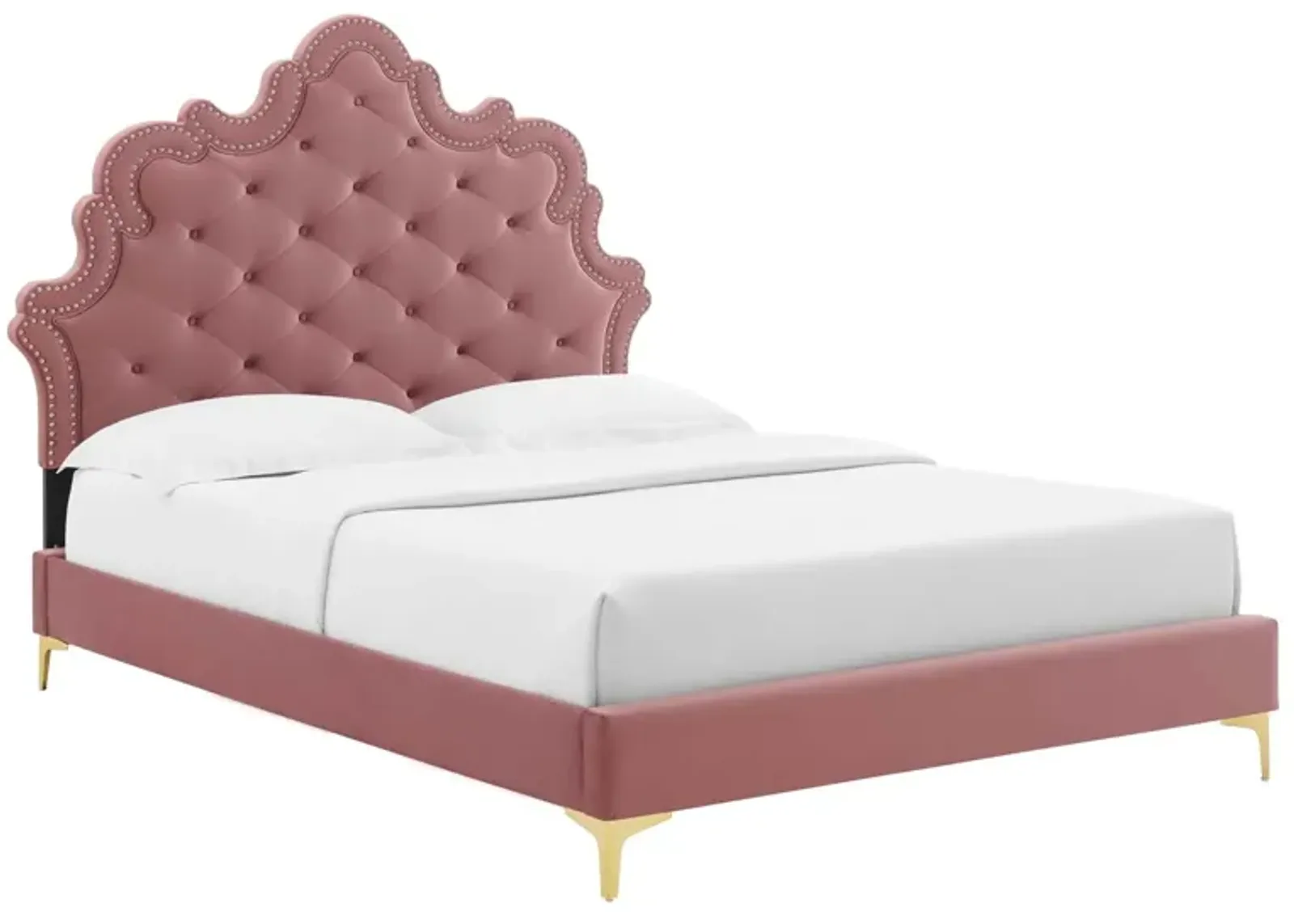 Sasha Button-Tufted Performance Velvet King Bed