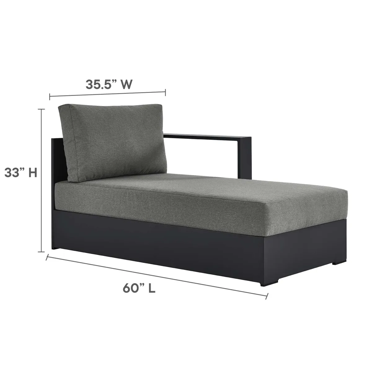 Tahoe 3-Piece Outdoor Patio Right-Facing Chaise Sectional