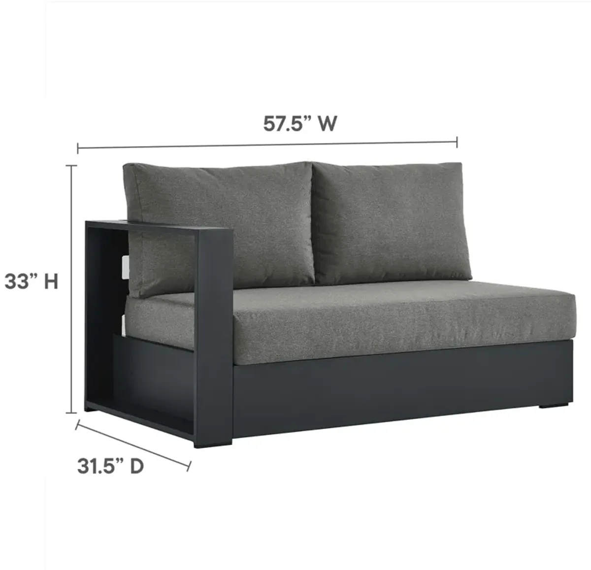 Tahoe 3-Piece Outdoor Patio Right-Facing Chaise Sectional