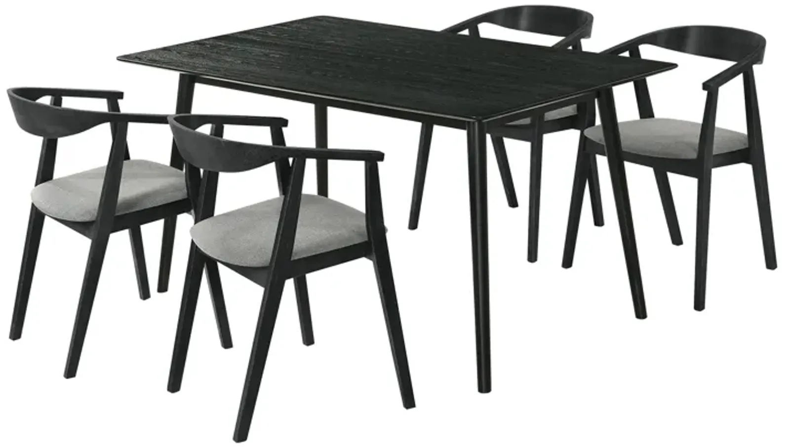 Westmont Santana 5 Piece Black Wood Dining Table Set with Charcoal Fabric