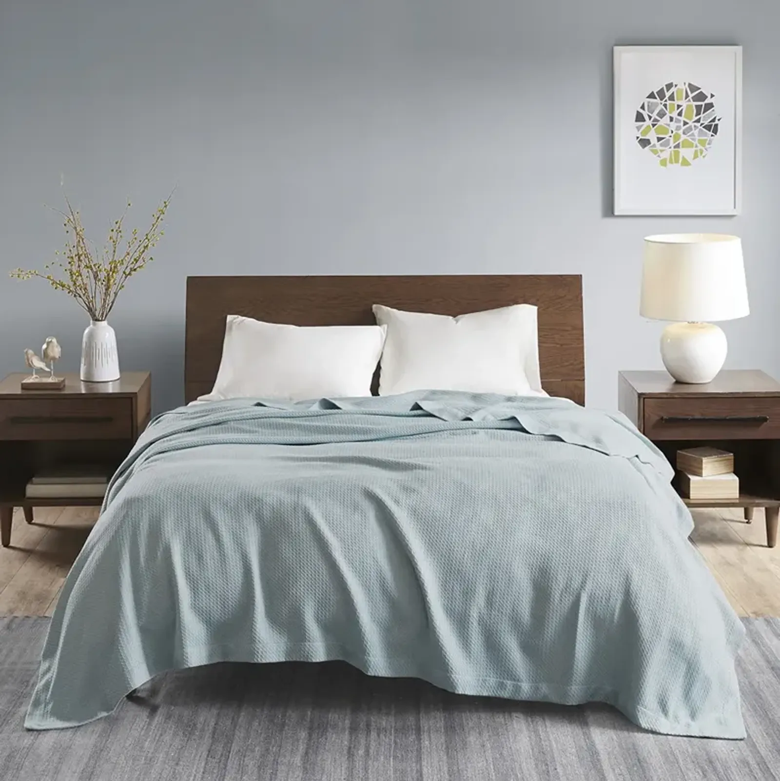 Madison Park Egyptian Cotton Light Blue Blanket