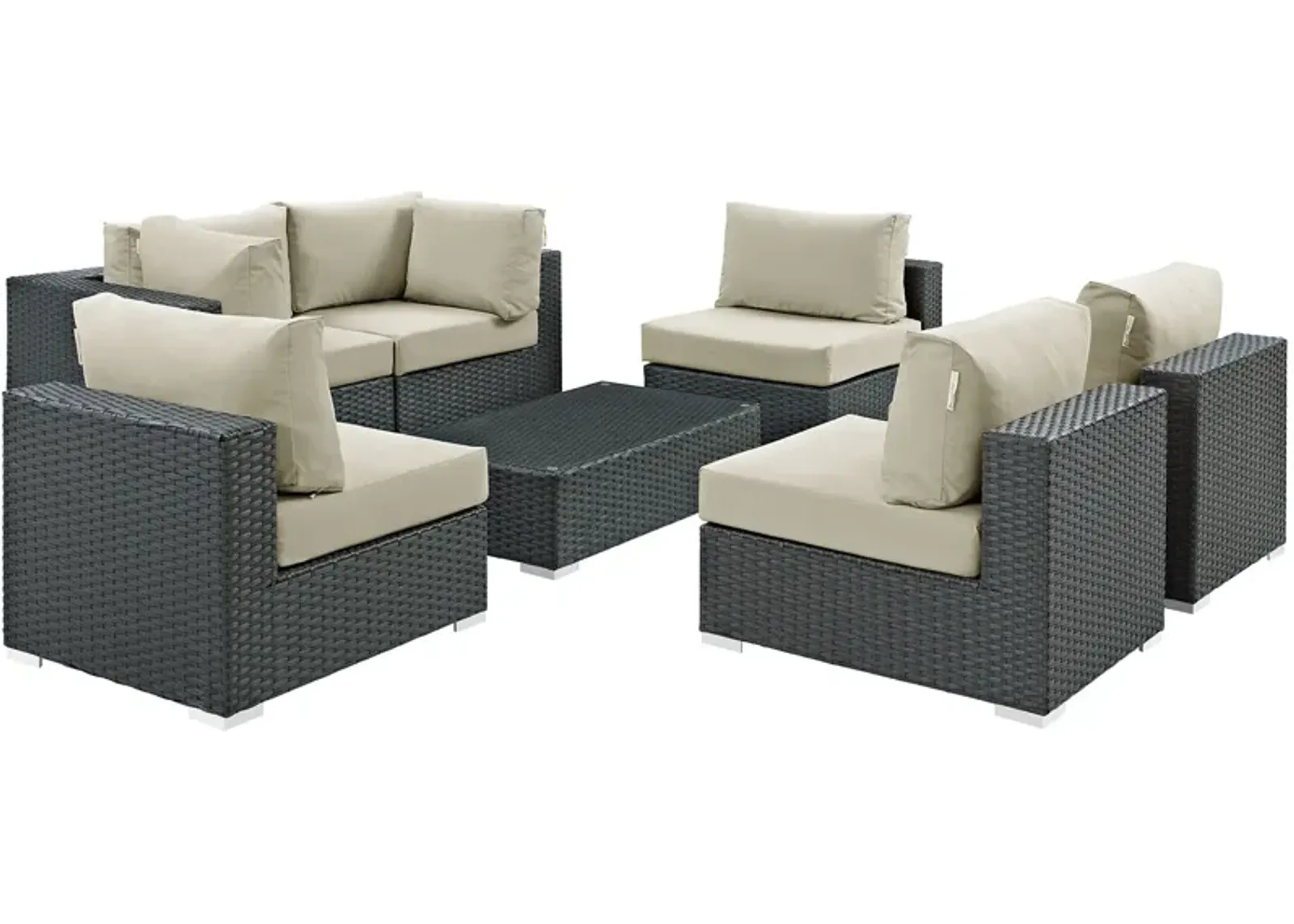 Sojourn 7 Piece Outdoor Patio Sunbrella® Sectional Set