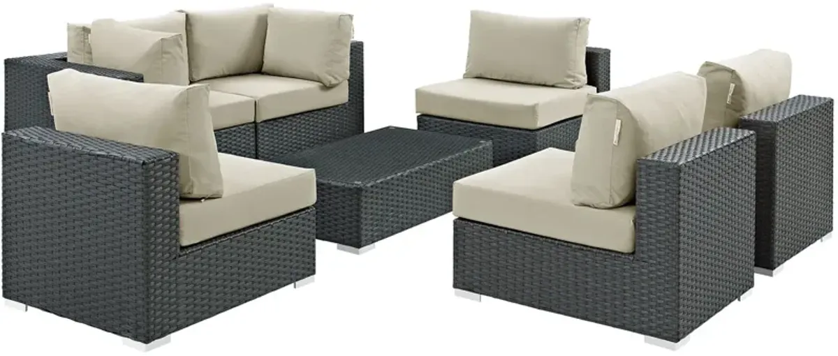 Sojourn 7 Piece Outdoor Patio Sunbrella® Sectional Set