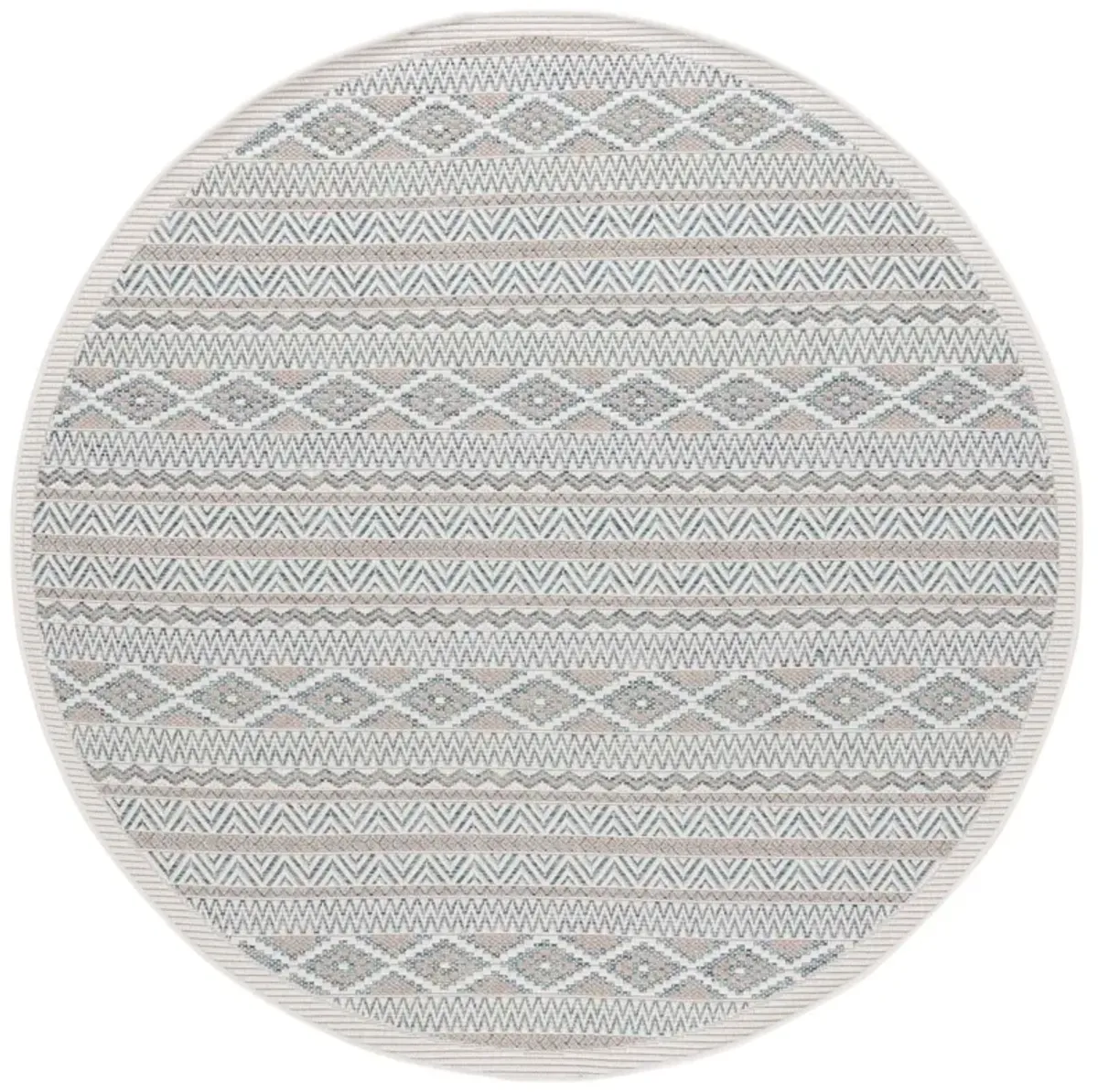 WICKER 152 AQUA  6'-7' x 6'-7' Round Round Rug