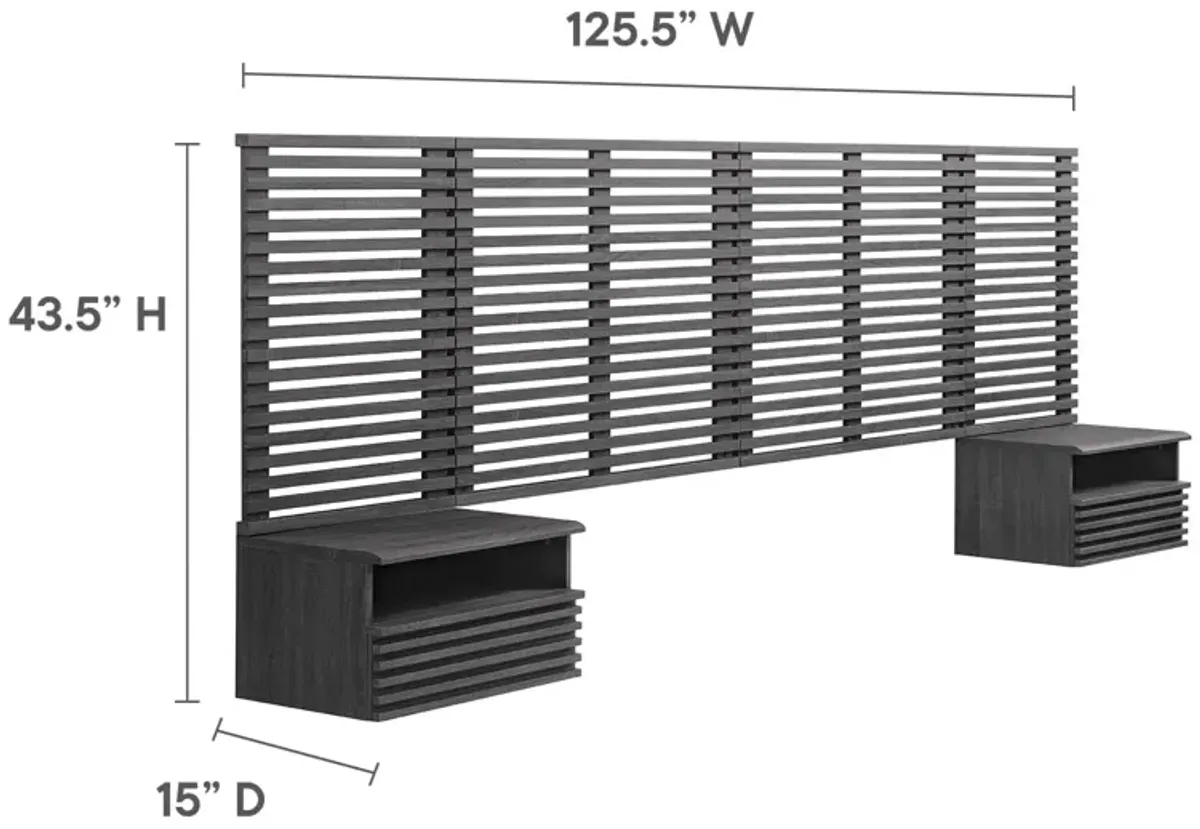 Render Wall Mount King Headboard and Modern Nightstands