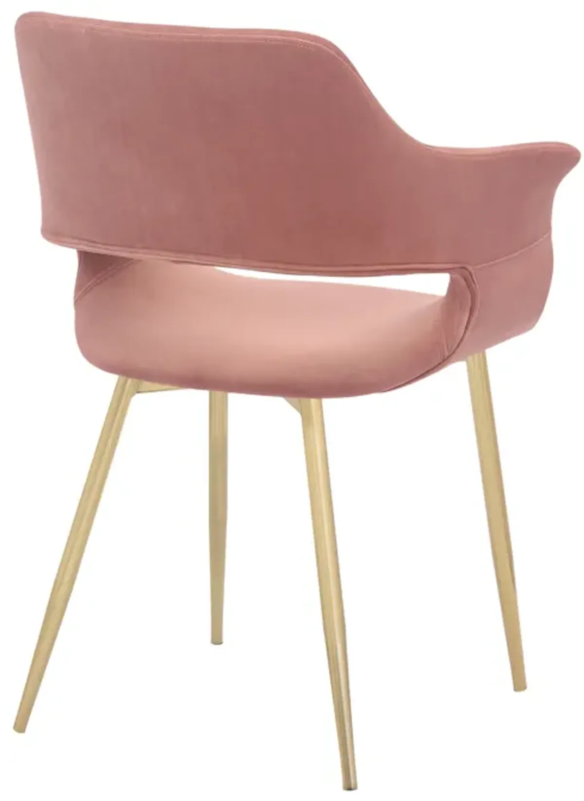 Gigi Pink Velvet Dining Room Chair with Gold Metal Legs - Set of 2