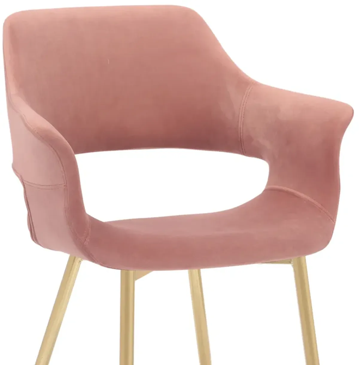 Gigi Pink Velvet Dining Room Chair with Gold Metal Legs - Set of 2