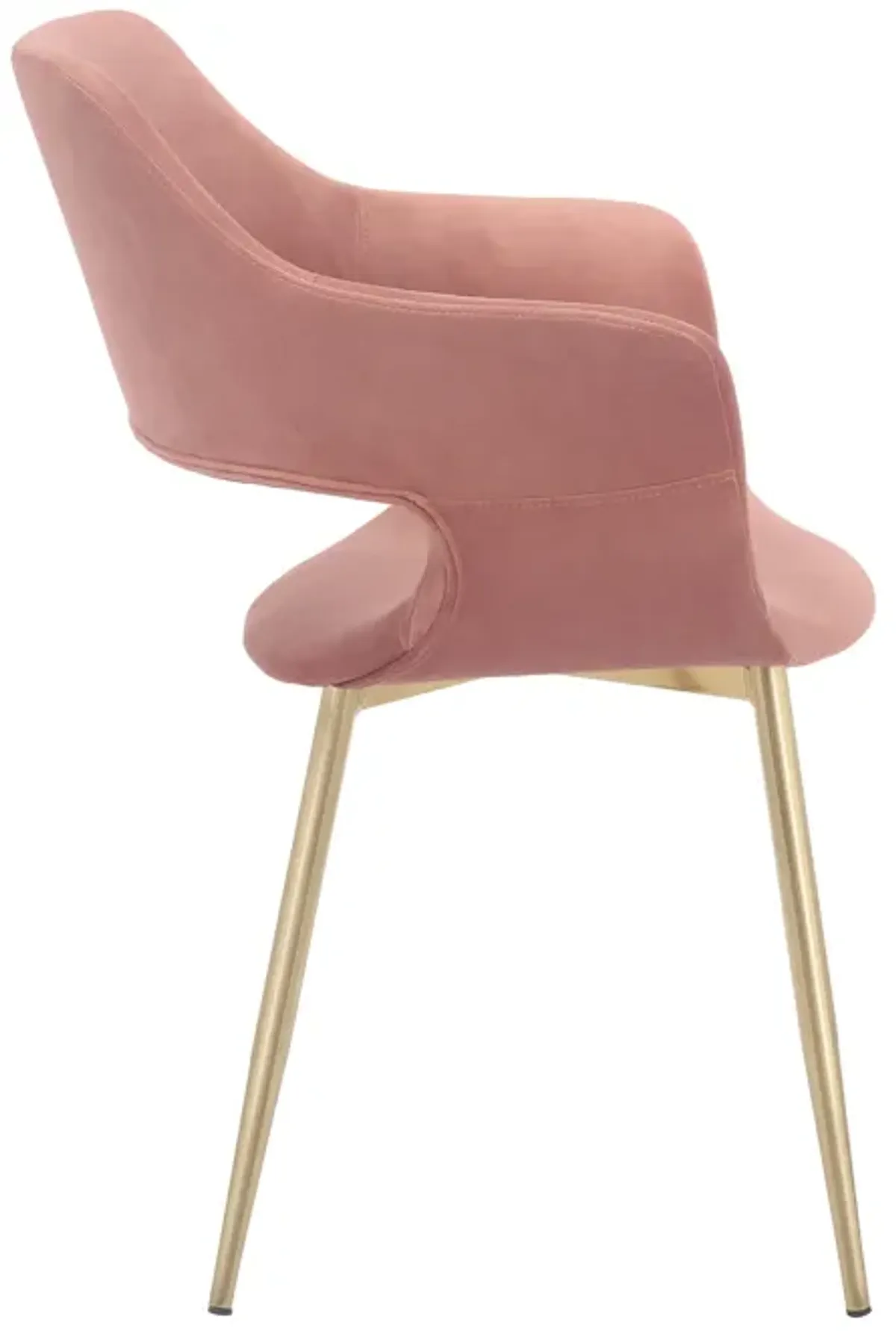 Gigi Pink Velvet Dining Room Chair with Gold Metal Legs - Set of 2