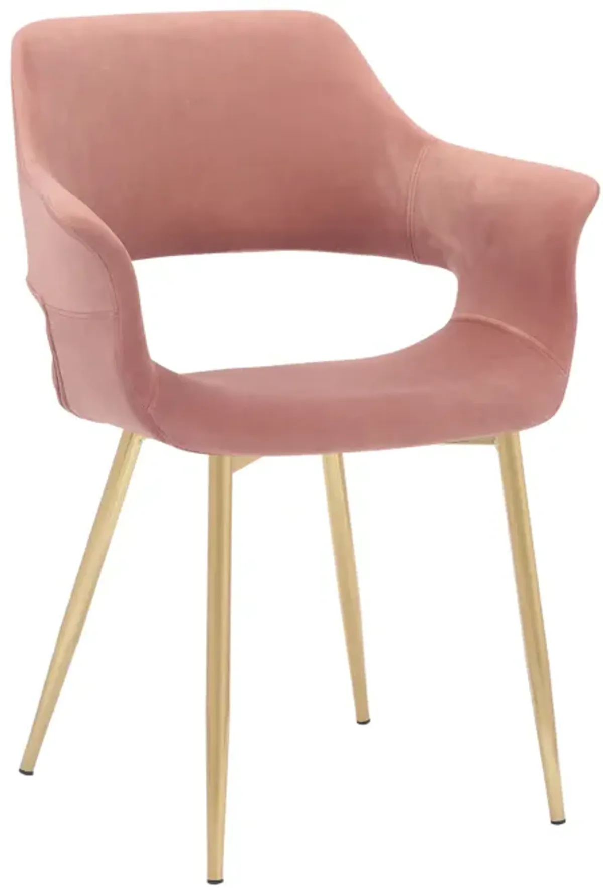 Gigi Pink Velvet Dining Room Chair with Gold Metal Legs - Set of 2