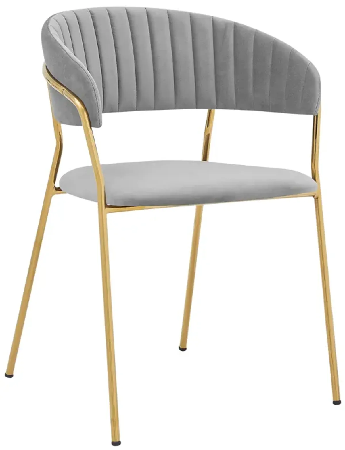 Nara Modern Gray Velvet and Gold Metal Leg Dining Room Chairs - Set of 2