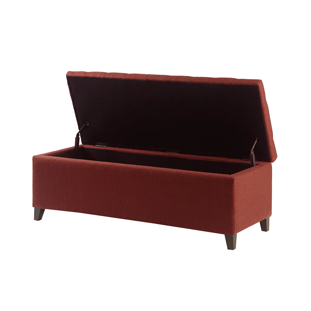 Madison Park Shandra Rust Red Tufted Top Soft Close Storage Bench