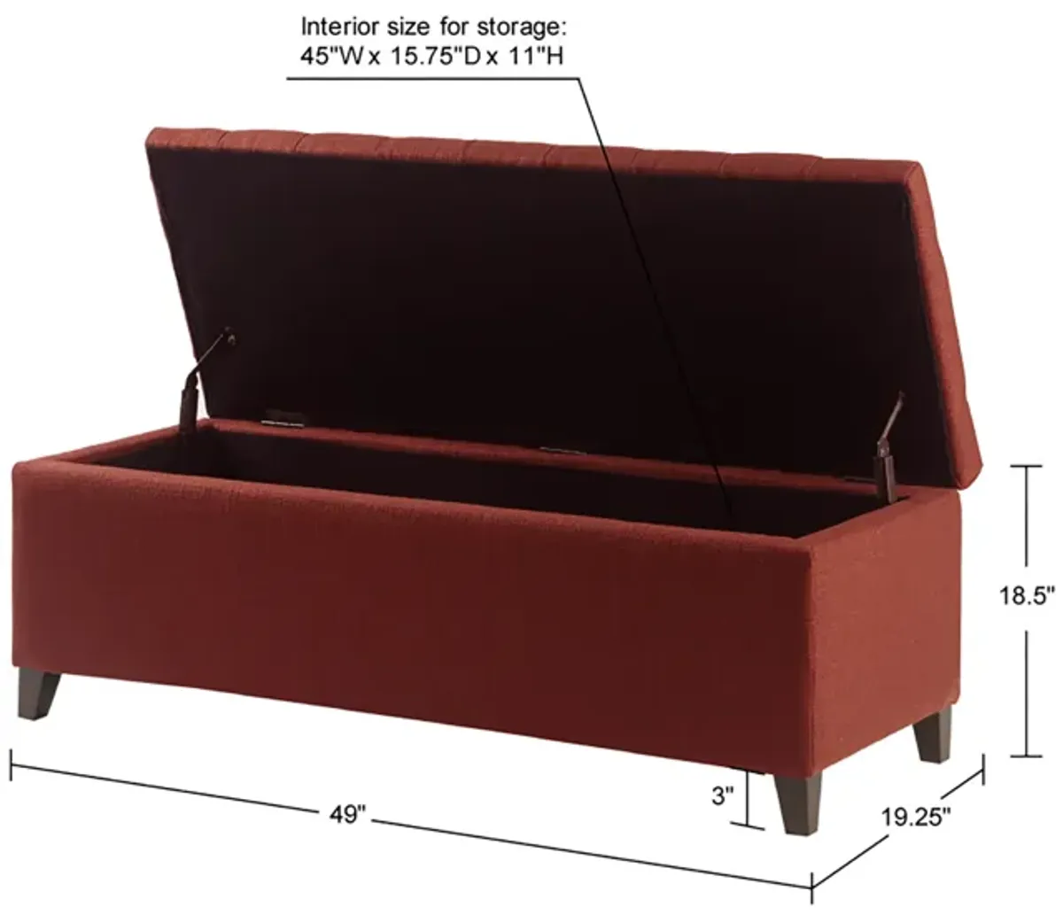 Madison Park Shandra Rust Red Tufted Top Soft Close Storage Bench