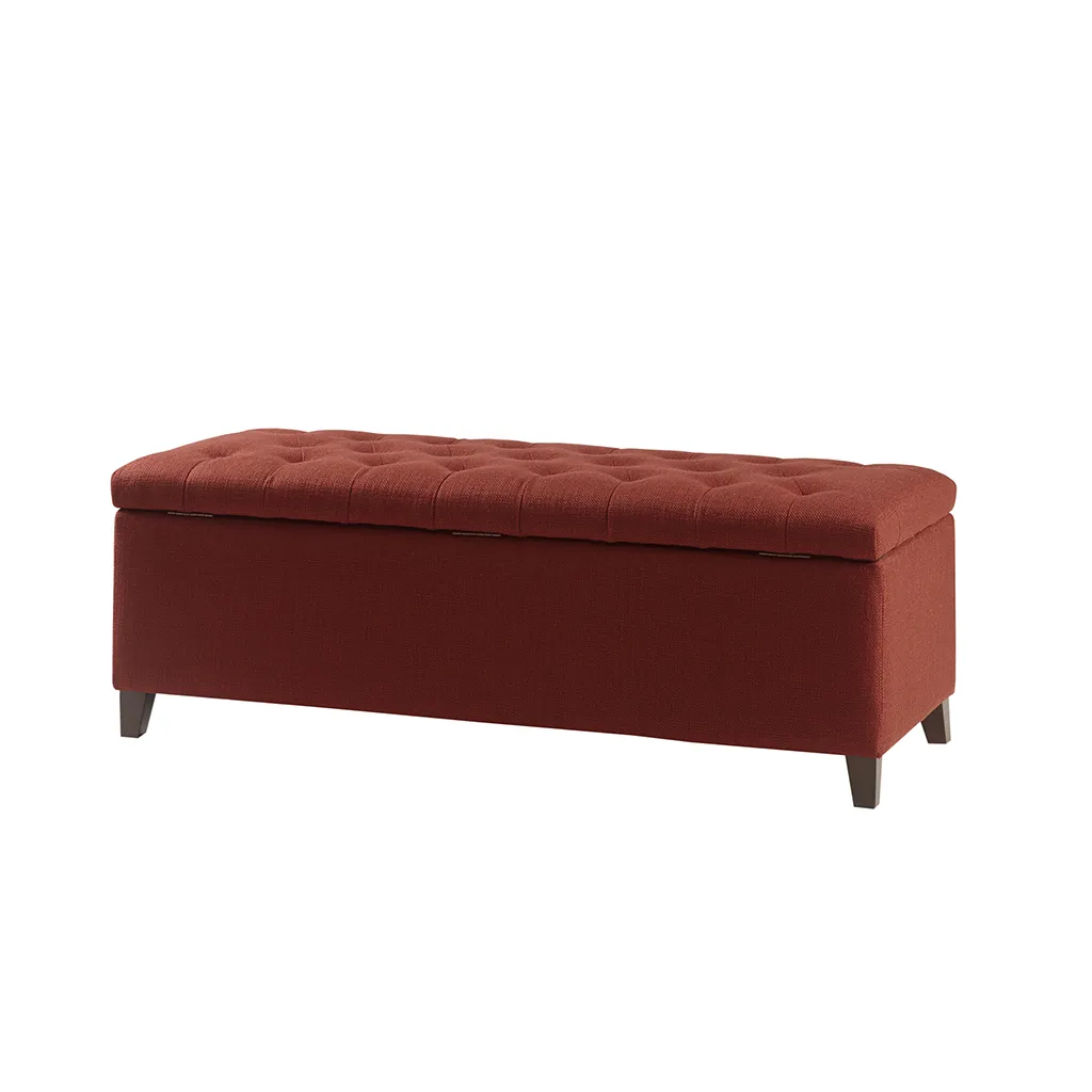 Madison Park Shandra Rust Red Tufted Top Soft Close Storage Bench