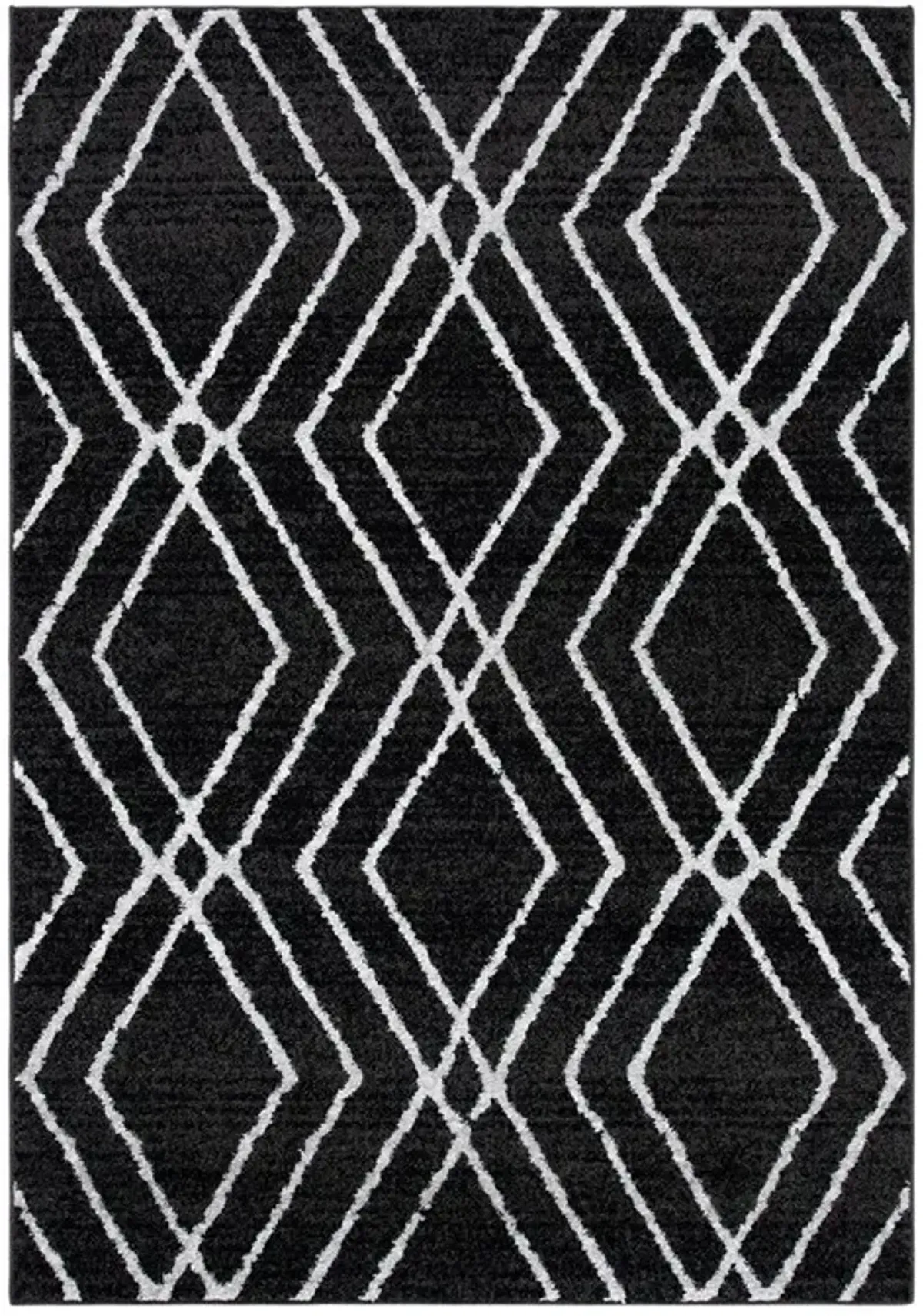 Adirondack Contemporary Black / Light Grey 4' X 6' Powerloomed Rug