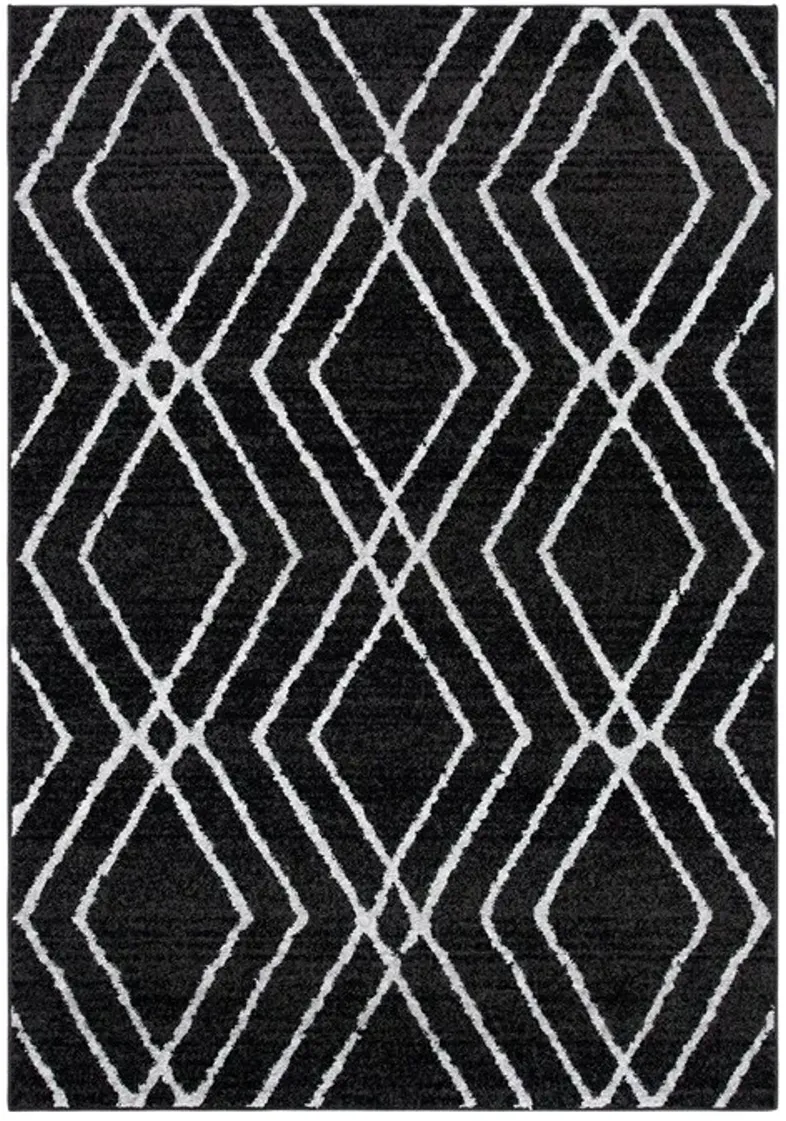 Adirondack Contemporary Black / Light Grey 4' X 6' Powerloomed Rug