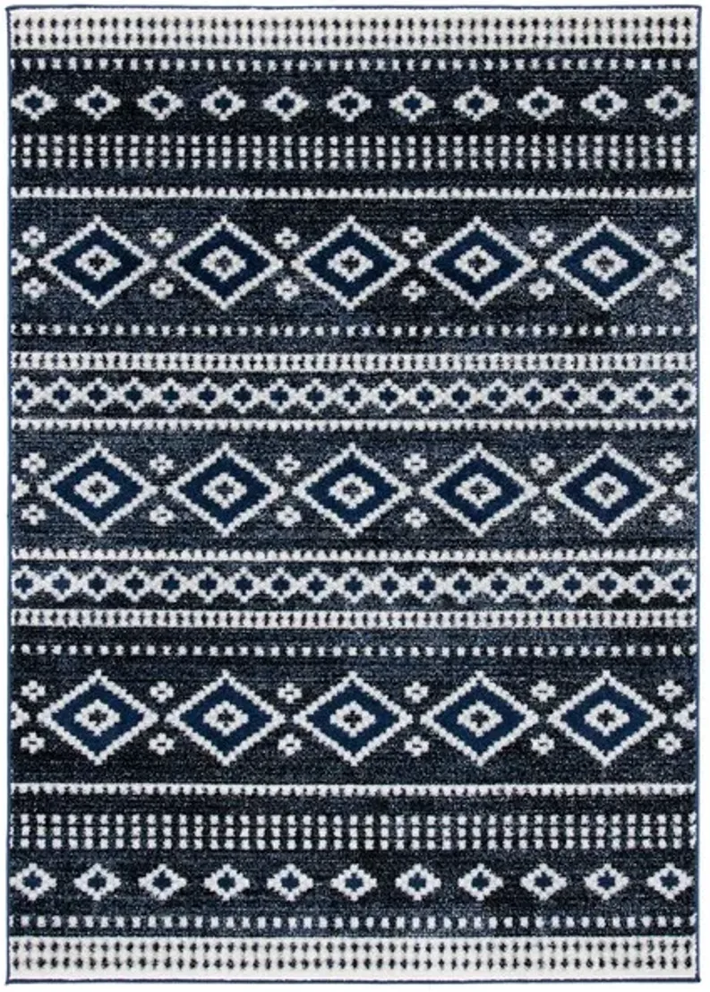 ADIRONDACK Contemporary Dark Grey / Ivory 8' X 10' Powerloomed Rug