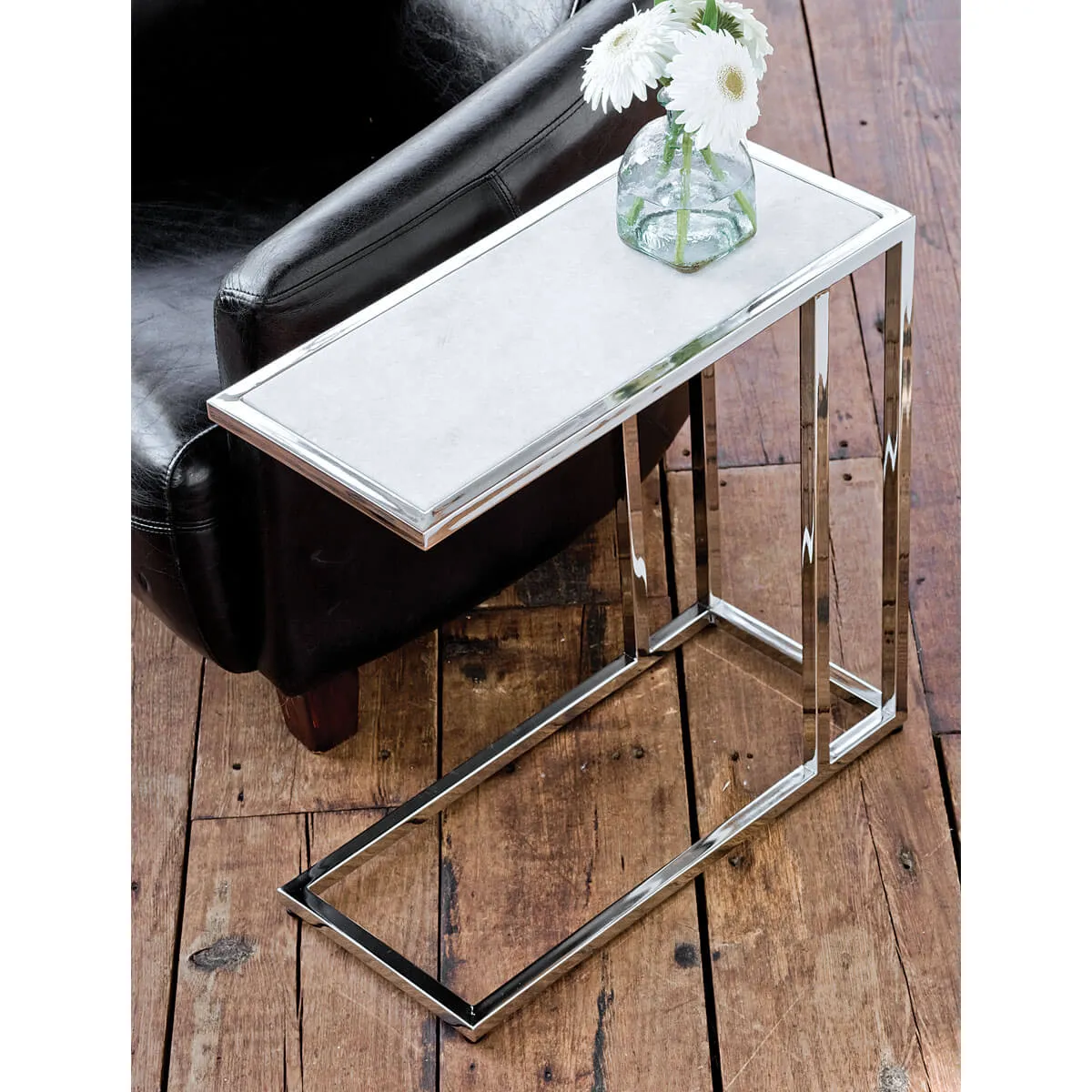 Echelon Sofa Hugger Table (Polished Nickel)