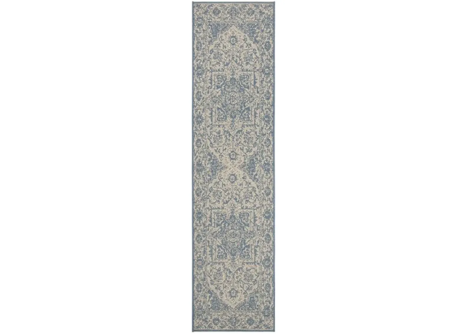 LINDEN 139 Collection LND139N-28 Cream / Blue 2'-2" X 8'