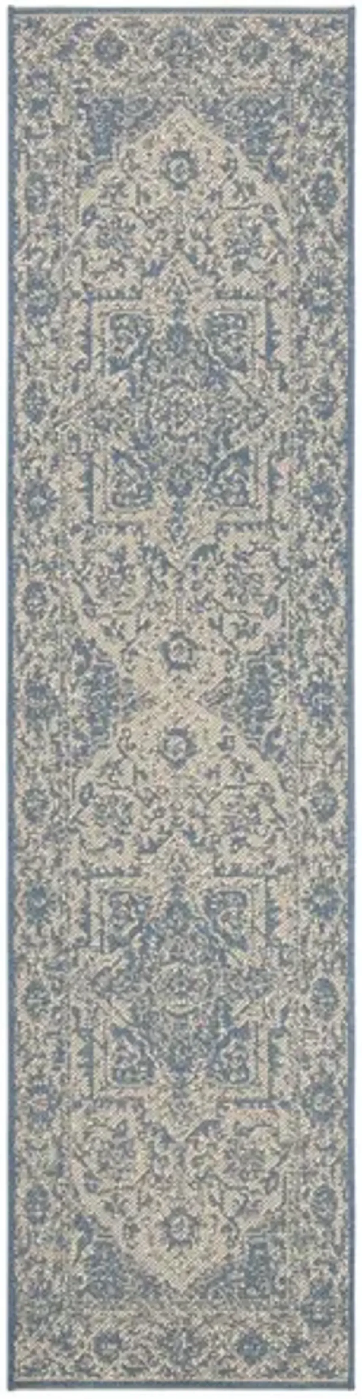 LINDEN 139 Collection LND139N-28 Cream / Blue 2'-2" X 8'