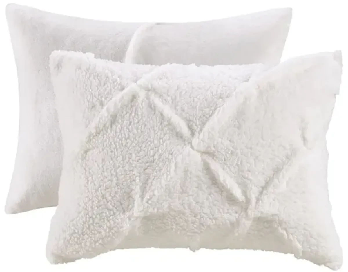 True North by Sleep Philosophy Addison Ivory Pintuck Sherpa Down Alternative Comforter Set