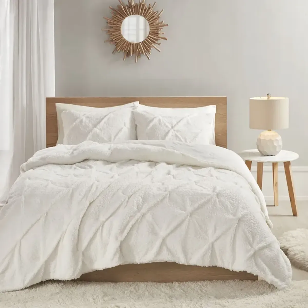 True North by Sleep Philosophy Addison Ivory Pintuck Sherpa Down Alternative Comforter Set