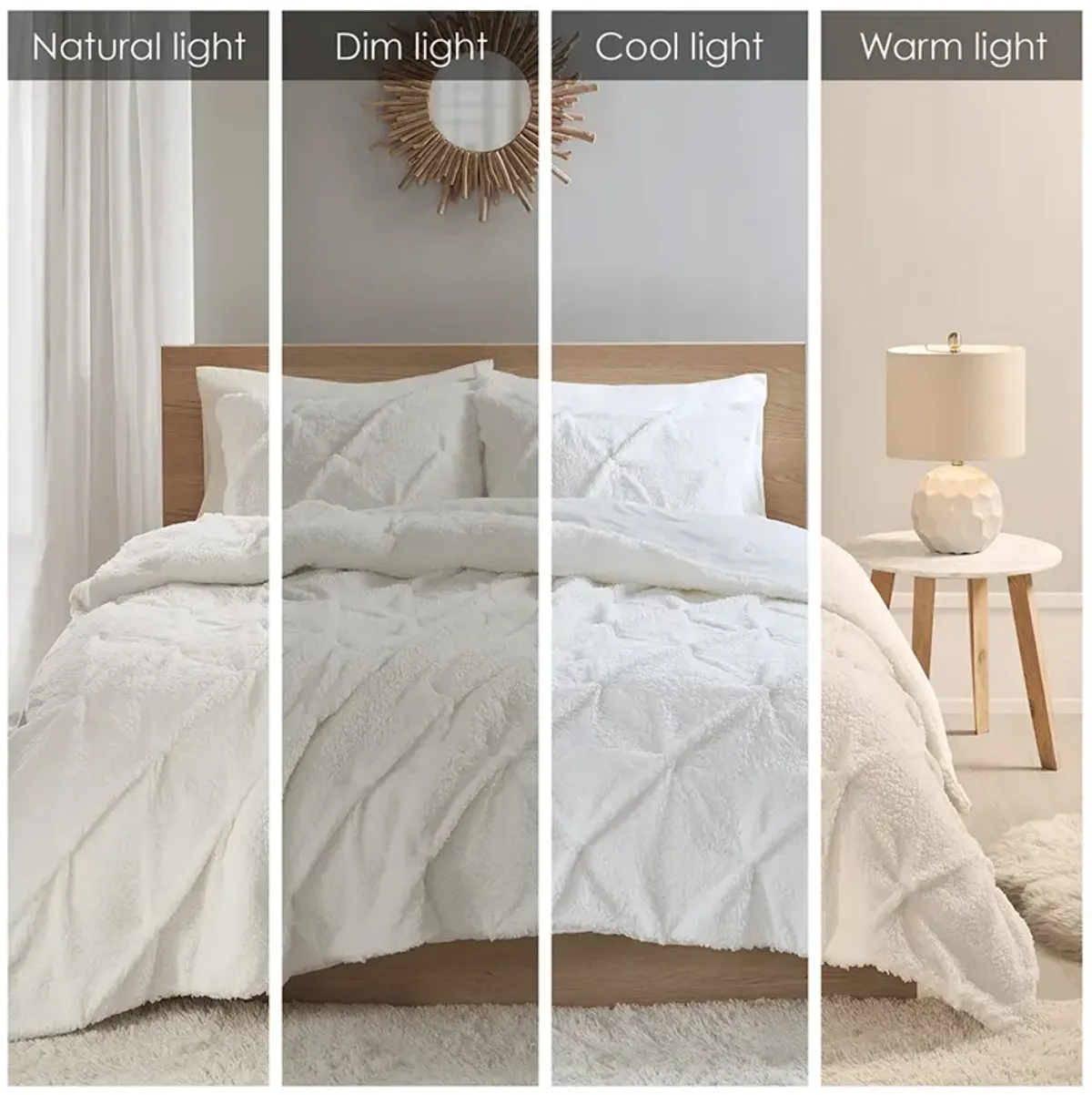 True North by Sleep Philosophy Addison Ivory Pintuck Sherpa Down Alternative Comforter Set