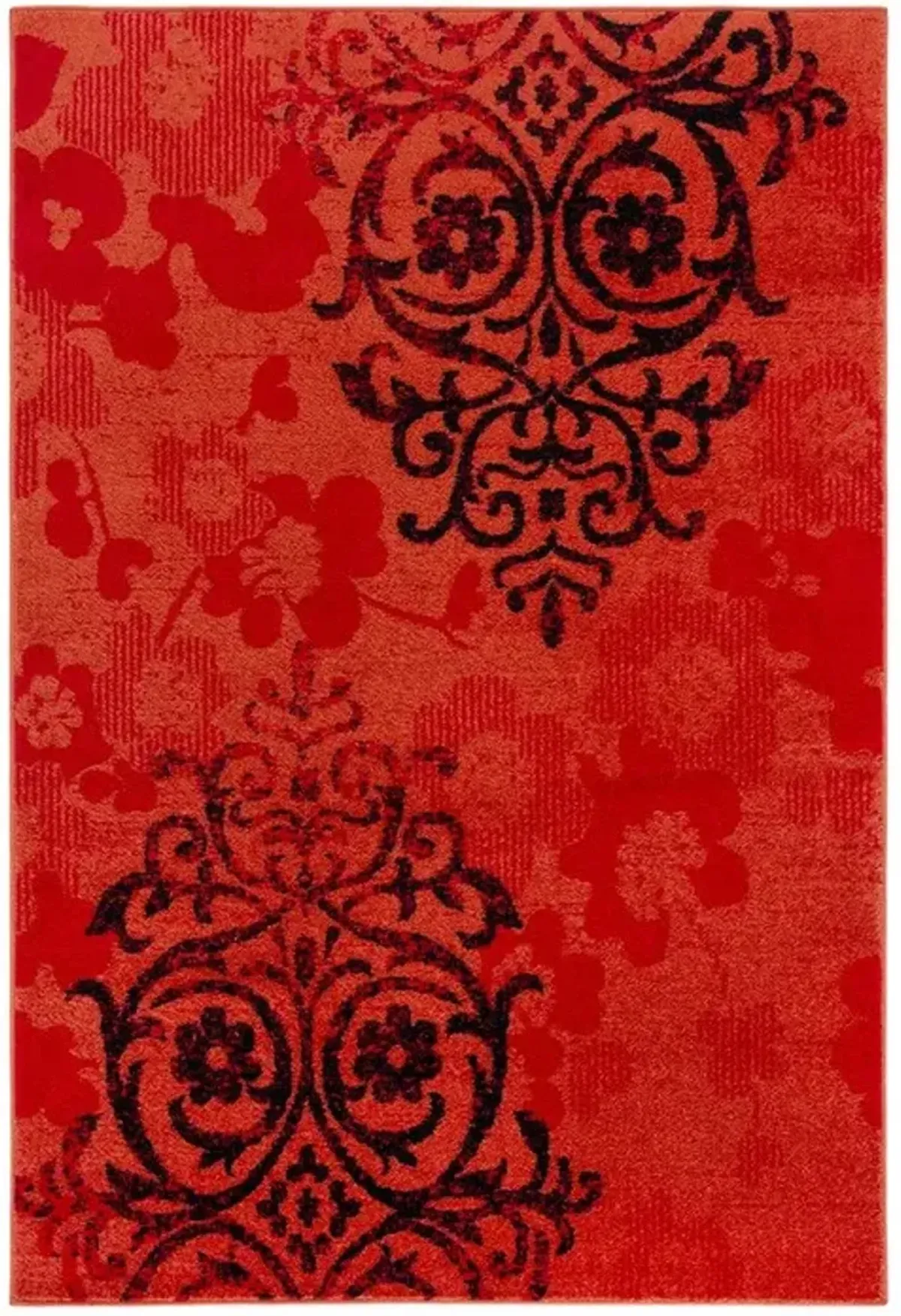 Adirondack Contemporary Red / Black 5'-5" X 7'-7" Powerloomed Rug