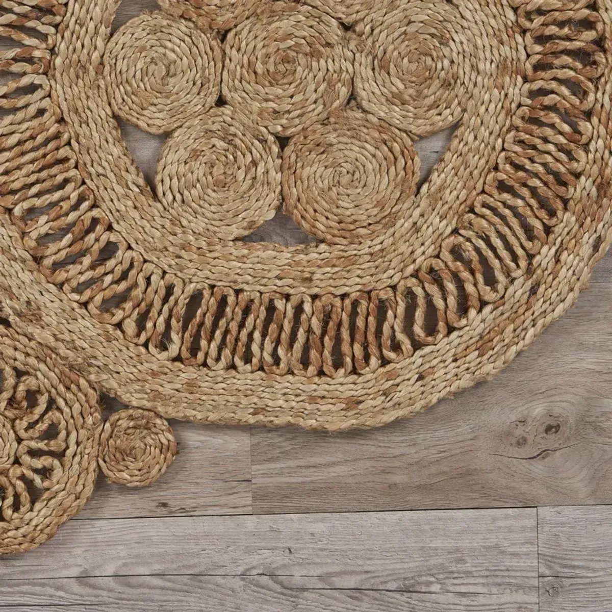 Nature Contemporary Braided Organic Jute Indoor Round Area Rug 4'