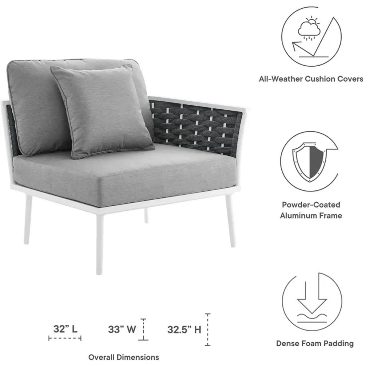 Stance Outdoor Patio Aluminum Right-Facing Armchair